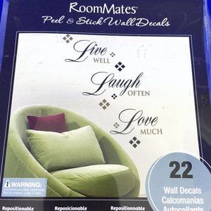 Live Well Laugh Often Love Much Peel & Stick Wall Decals Room Mates 22 Removable